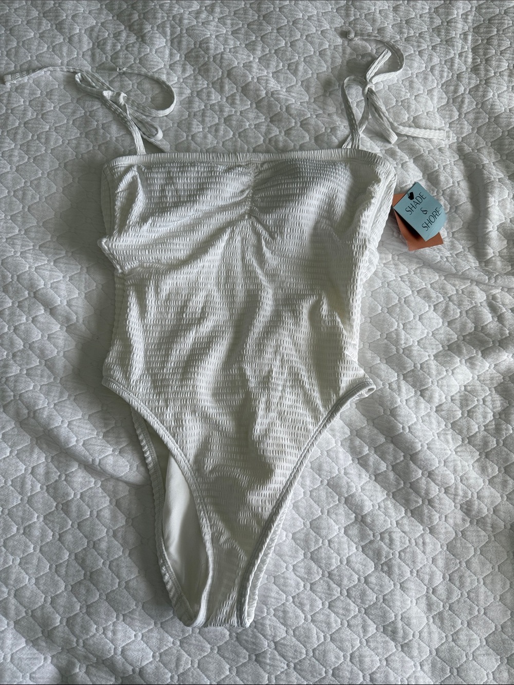 Shade & Shore White Smocked One-Piece Swimsuit